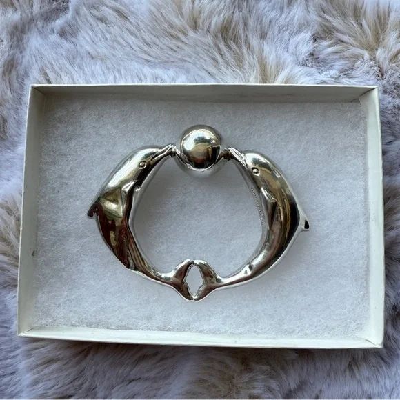 Tiffany & Co. Sterling Silver Dolphin Baby Rattle in Tiffany Pouch